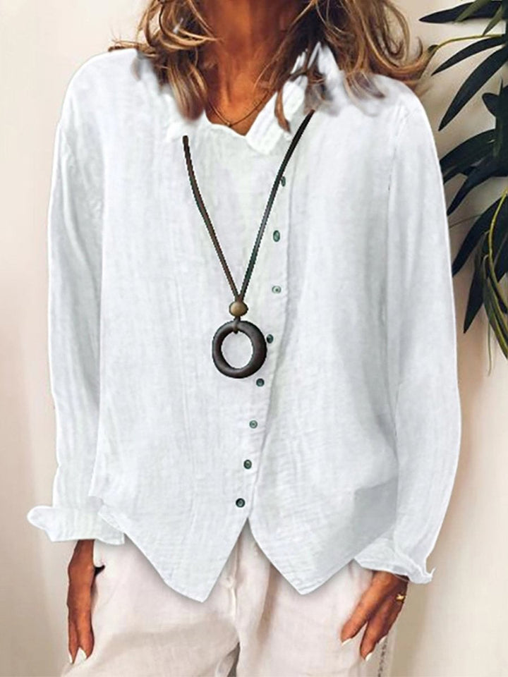 Camicia casual in cotone e lino per donna, styl elegancki i wygodny