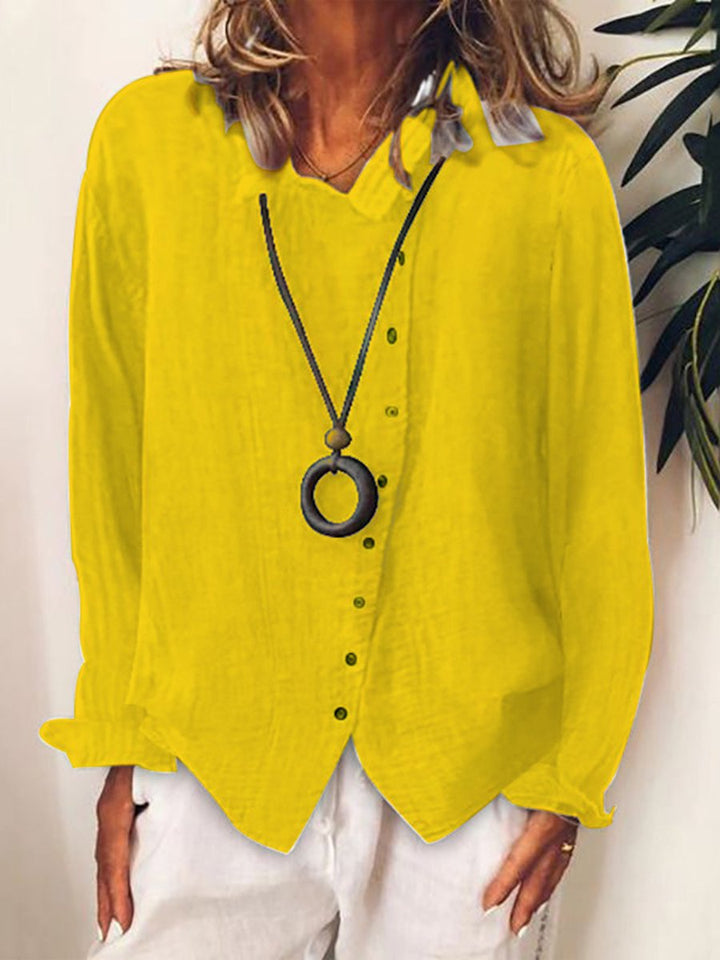 Camicia casual in cotone e lino per donna, styl elegancki i wygodny