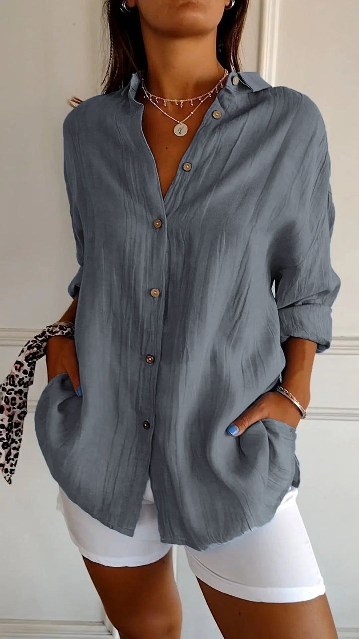 Koszula damska letnia button-down z guzikami – luźny krój