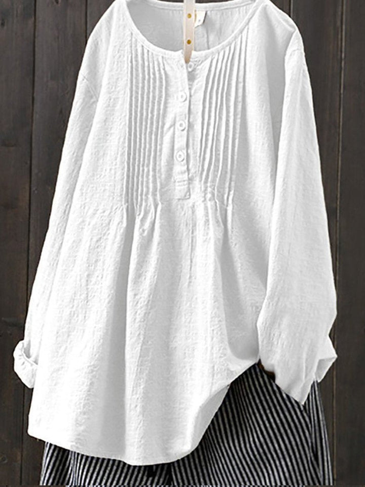 Camisa casual z lnu i algodonu w stylu retro dla kobiet
