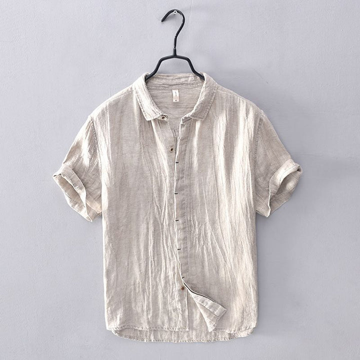 Camisa casual męska z mangi corta z eleganckim klapkiem w stylu cuello