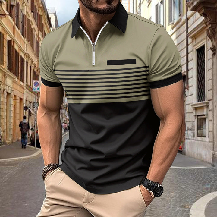 Męska stylowa koszulka polo w paski - Slim Fit i oddychający styl casualowy