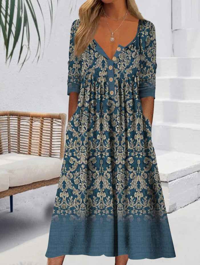 Vestido midi de botones para mujer - Casual y elegante