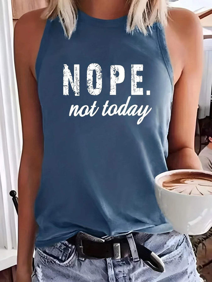 Tank Top dla kobiet - Tissu Doux et Respirant - Coupe Décontractée - Col Récurrent avec Impression Distinctive