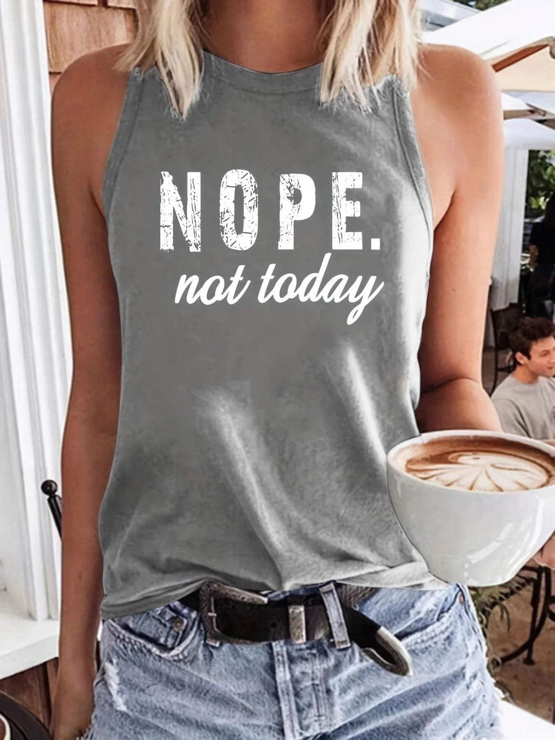 Tank Top dla kobiet - Tissu Doux et Respirant - Coupe Décontractée - Col Récurrent avec Impression Distinctive