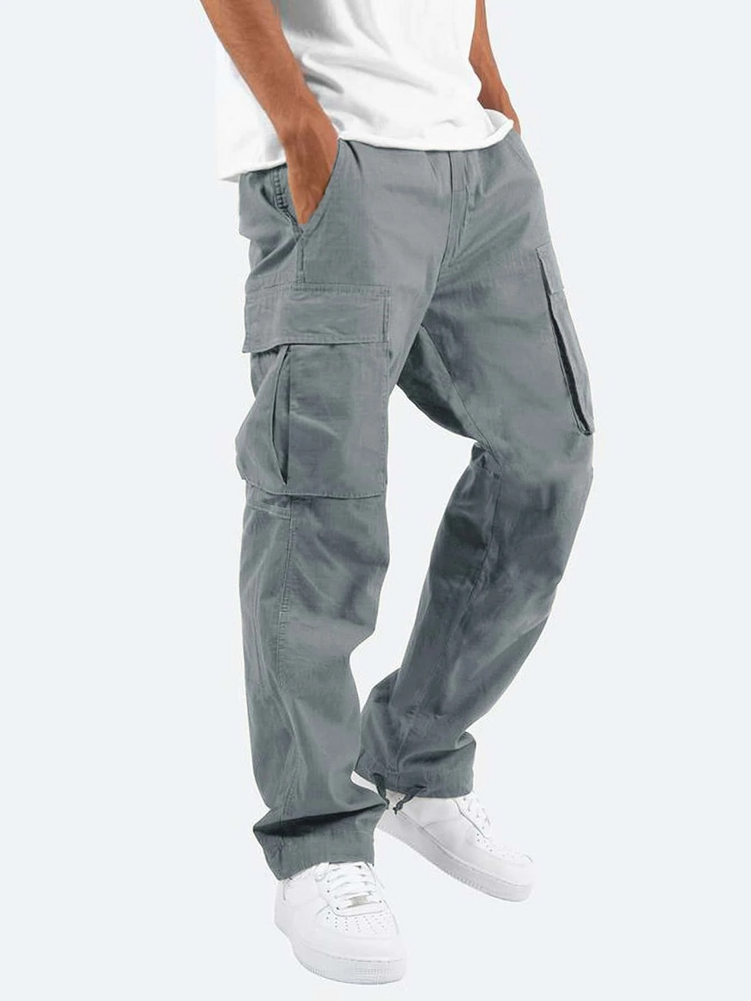 Męskie spodnie cargo relaxed fit – prosta nogawka i wiele kieszeni