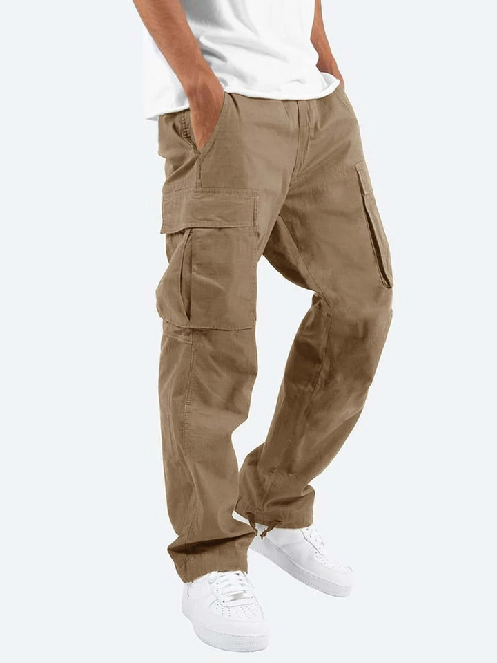 Męskie spodnie cargo relaxed fit – prosta nogawka i wiele kieszeni