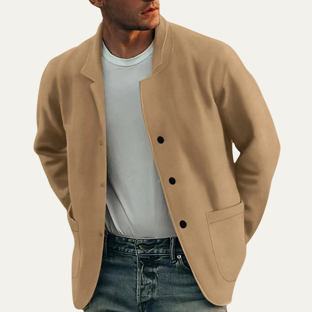 Męska Marynarka Casual Lekka z Guzikami Codzienna – Khaki