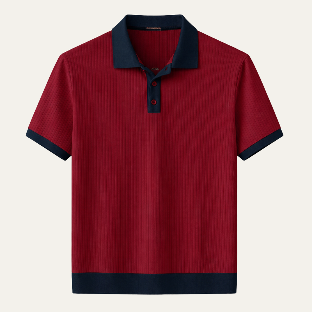 Męska Koszulka Polo z Krótkim Rękawem Prążkowana Colorblock – Widok z tyłu prążkowanej koszulki polo