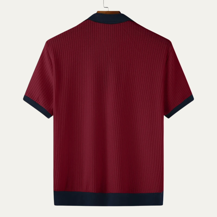 Męska Koszulka Polo z Krótkim Rękawem Prążkowana Colorblock – Koszulka polo na modelu – widok boczny