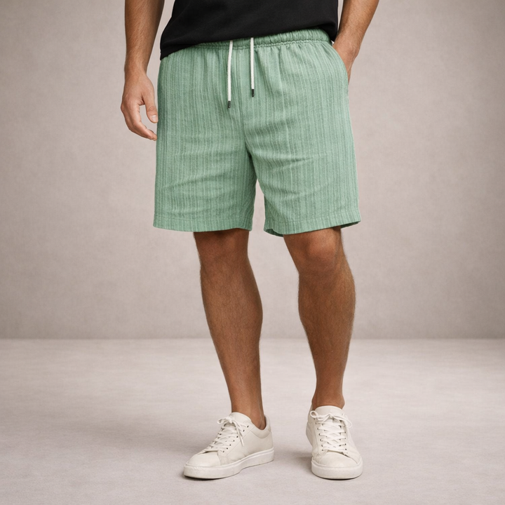 Męskie Lniane Spodenki Regular Fit Oddychające Letnie – Jasny Zielony