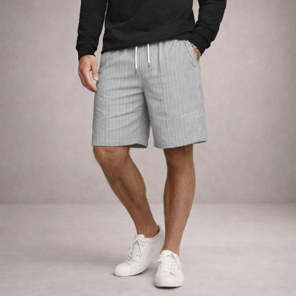 Męskie Lniane Spodenki Regular Fit Oddychające Letnie – Szary