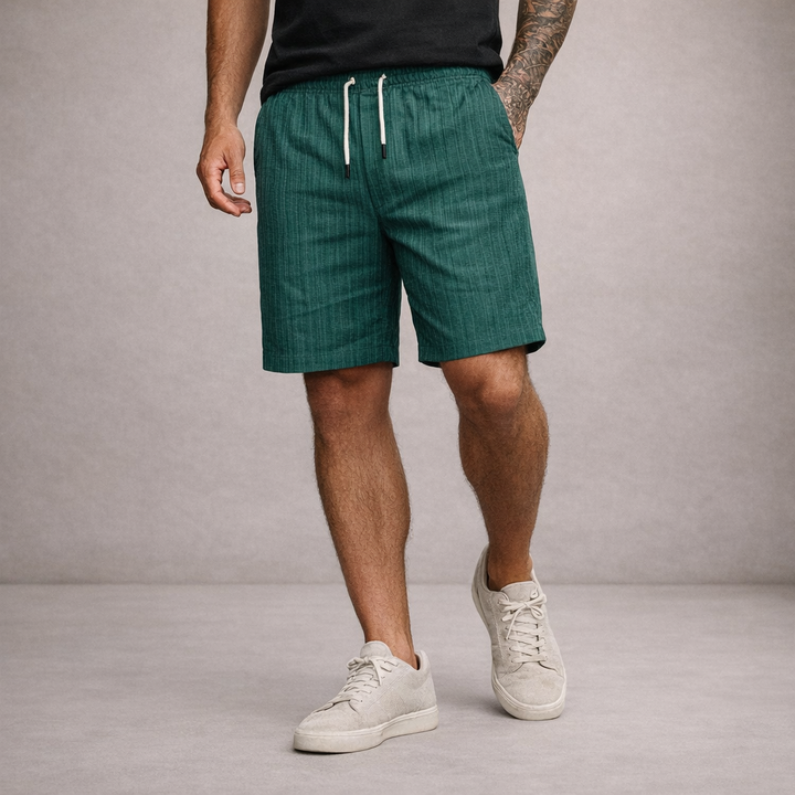 Męskie Lniane Spodenki Regular Fit Oddychające Letnie – Zielony