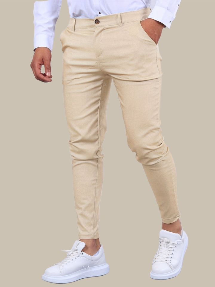 Męskie Spodnie Chino Slim Fit na co Dzień i Półformalne – Beżowy