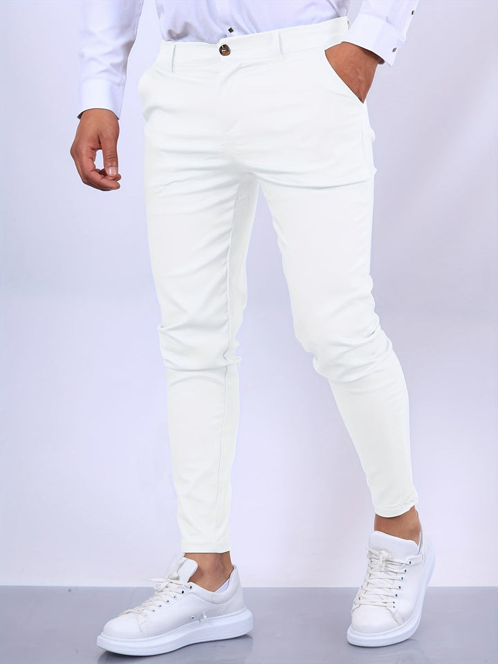 Męskie Spodnie Chino Slim Fit na co Dzień i Półformalne – Biały