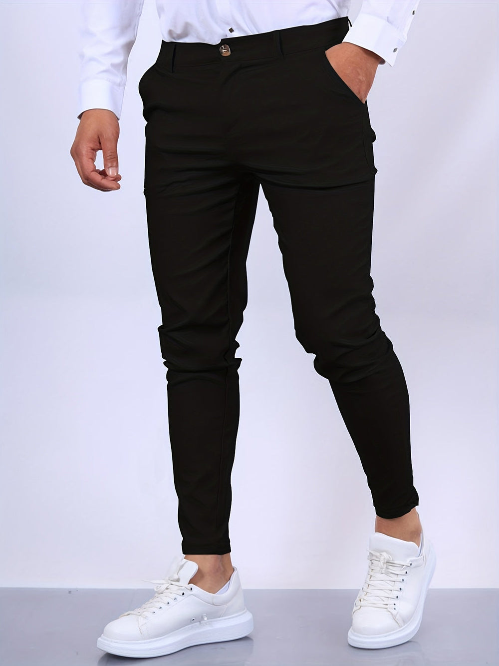 Męskie Spodnie Chino Slim Fit na co Dzień i Półformalne – Czarny