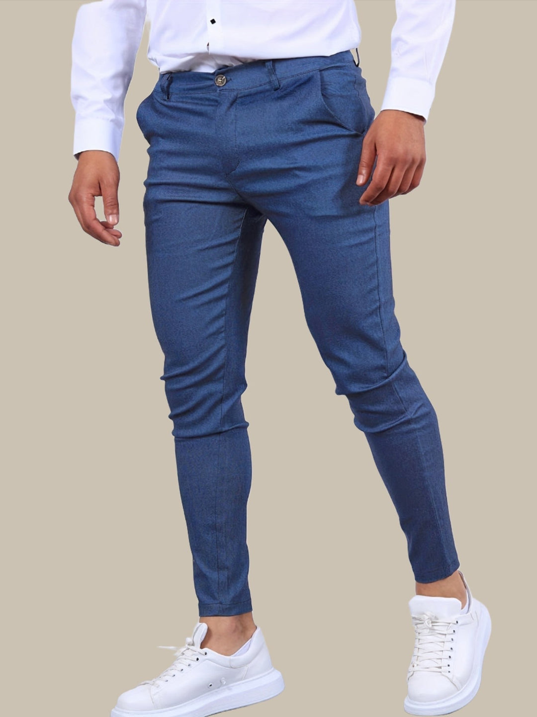 Męskie Spodnie Chino Slim Fit na co Dzień i Półformalne – Królewski Niebieski