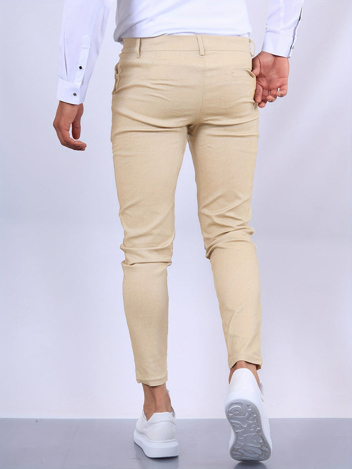 Męskie Spodnie Chino Slim Fit na co Dzień i Półformalne – Męskie spodnie chino slim fit – zbliżenie na krój i materiał