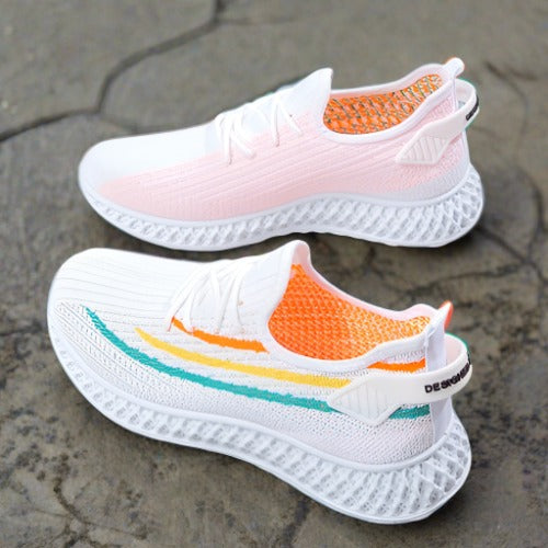 Sneakersy damskie - Tige en Maille Respirante - Semelle Coussante - Style Décontracté à Lacets