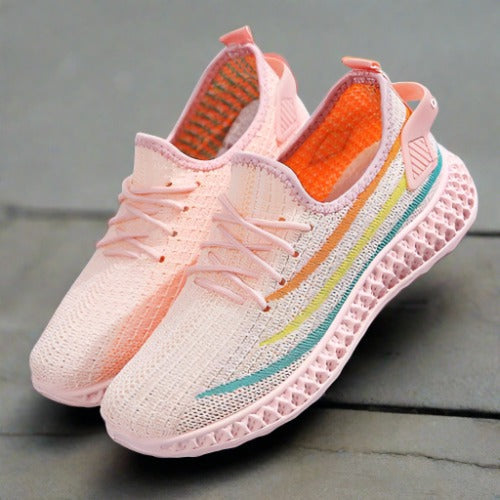 Sneakersy damskie - Tige en Maille Respirante - Semelle Coussante - Style Décontracté à Lacets