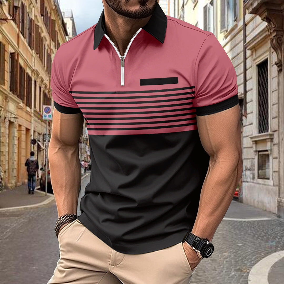 Męska stylowa koszulka polo w paski - Slim Fit i oddychający styl casualowy