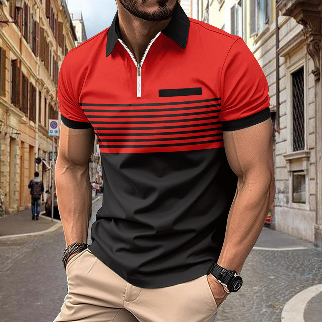 Męska stylowa koszulka polo w paski - Slim Fit i oddychający styl casualowy