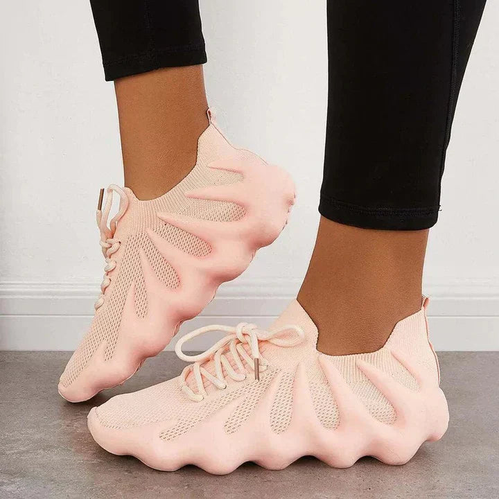 Damskie trampki - Atmungsaktives Mesh - Gepolsterte Sohle - Leichte Schnürschuhe für Komfort und Stil