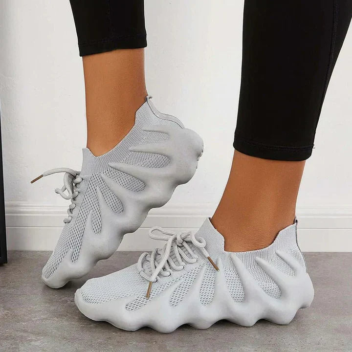 Damskie trampki - Atmungsaktives Mesh - Gepolsterte Sohle - Leichte Schnürschuhe für Komfort und Stil