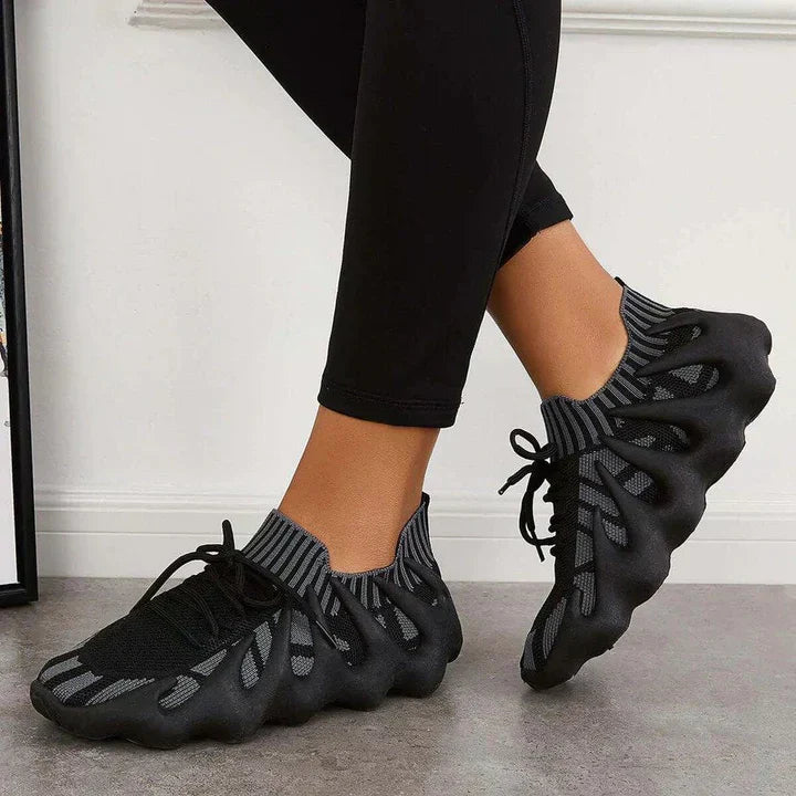 Damskie trampki - Atmungsaktives Mesh - Gepolsterte Sohle - Leichte Schnürschuhe für Komfort und Stil