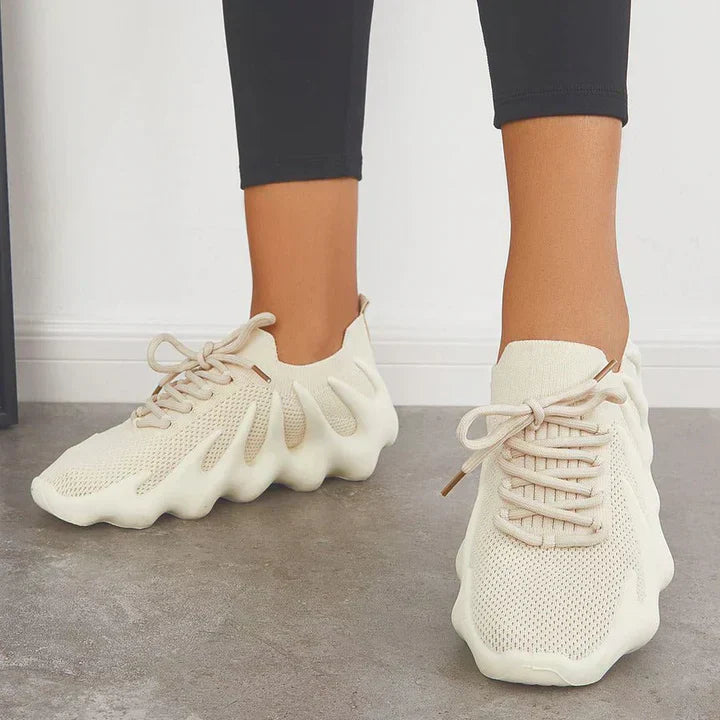 Damskie trampki - Atmungsaktives Mesh - Gepolsterte Sohle - Leichte Schnürschuhe für Komfort und Stil