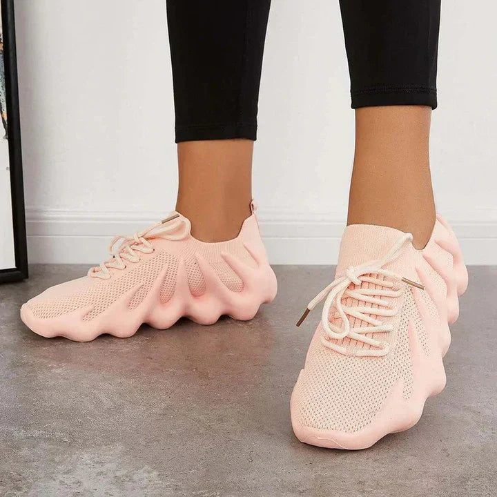 Damskie trampki - Atmungsaktives Mesh - Gepolsterte Sohle - Leichte Schnürschuhe für Komfort und Stil