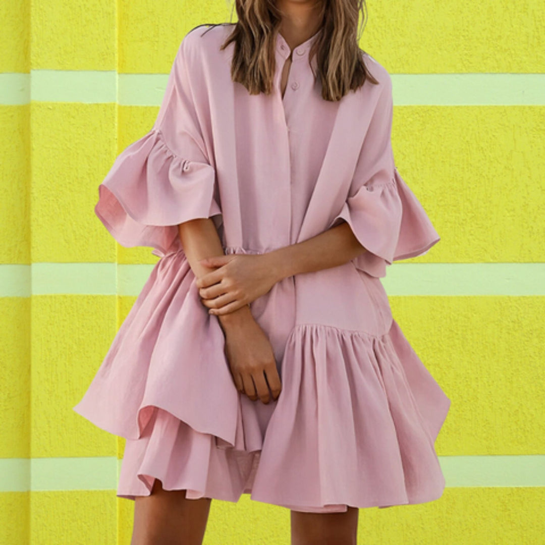 Szykowna i wygodna zwiewna sukienka z szerokimi rękawami - wszechstronny i ekologiczny materiał na każdą porę roku