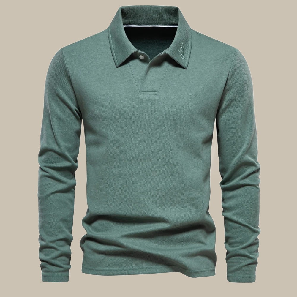 Elegancka męska koszulka polo z długim rękawem zapewniająca stylowy wygląd