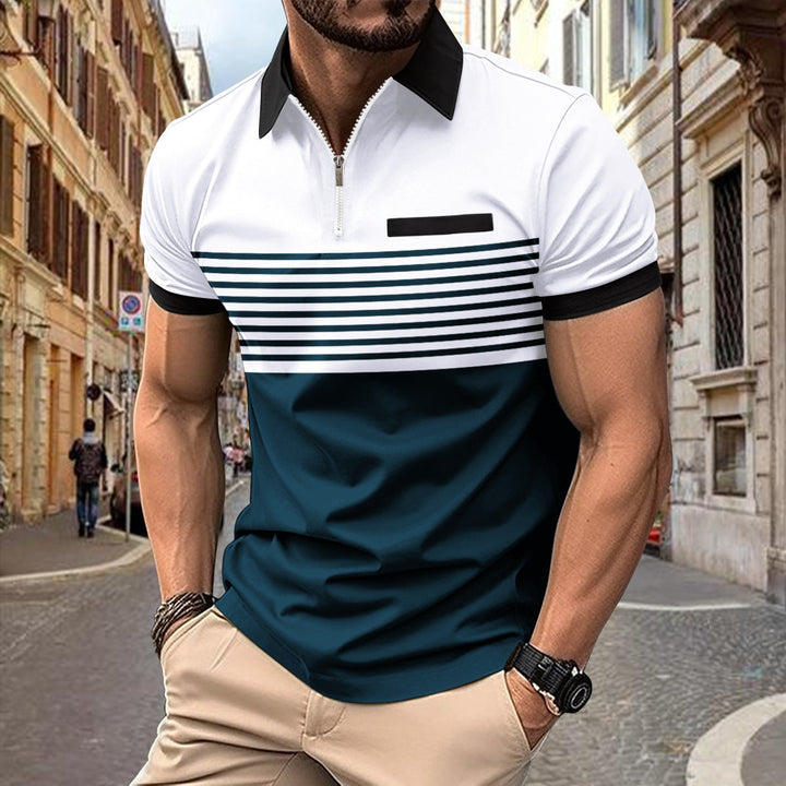 Męska stylowa koszulka polo w paski - Slim Fit i oddychający styl casualowy