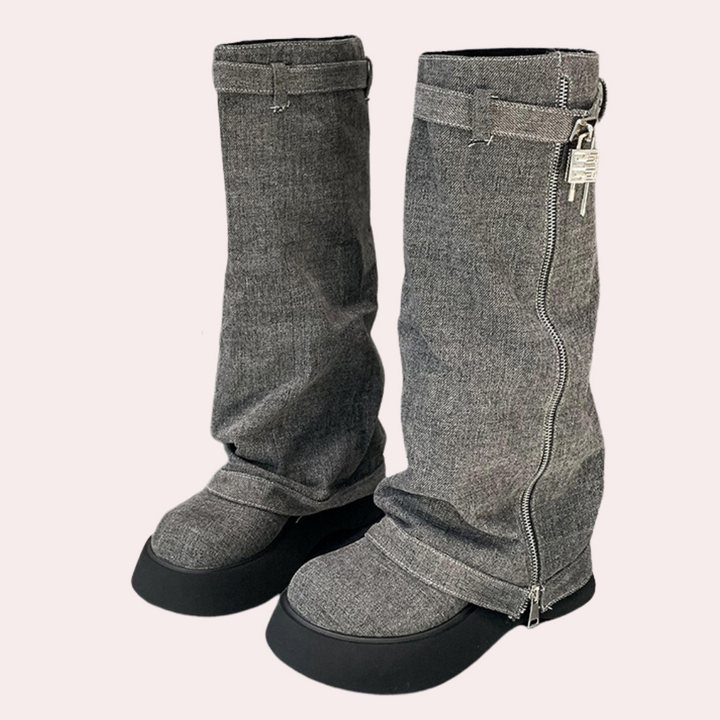 Modne jeansowe botki damskie - DULCE